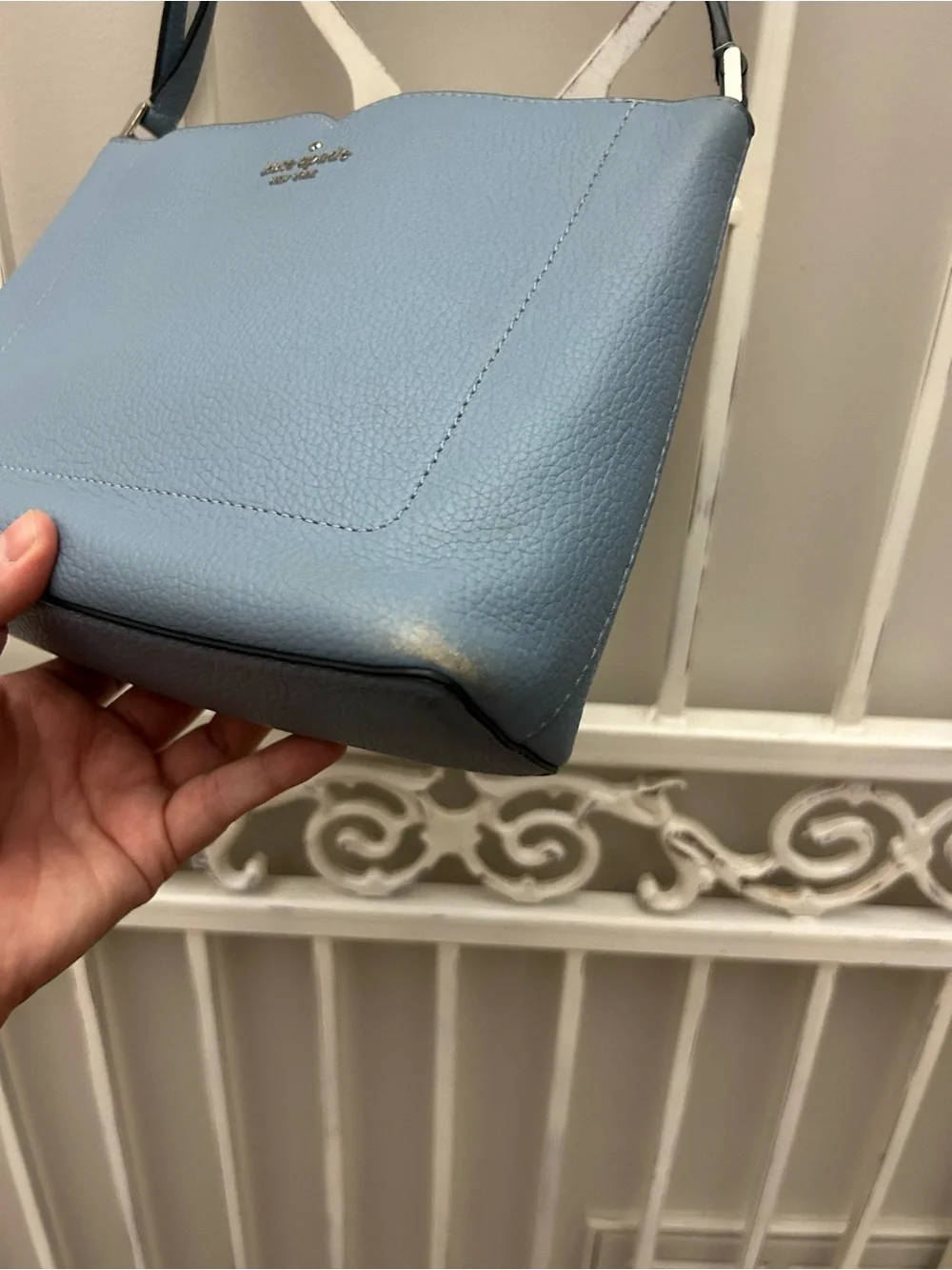 Kate Spade New York Blue Pebbled Leather Crossbody Shoulder Bag